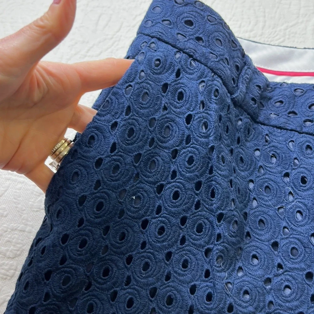 ⭐️Banana Republic preppy Navy eyelet lace Hampton pant dress pants size 4 - Picture 8 of 9